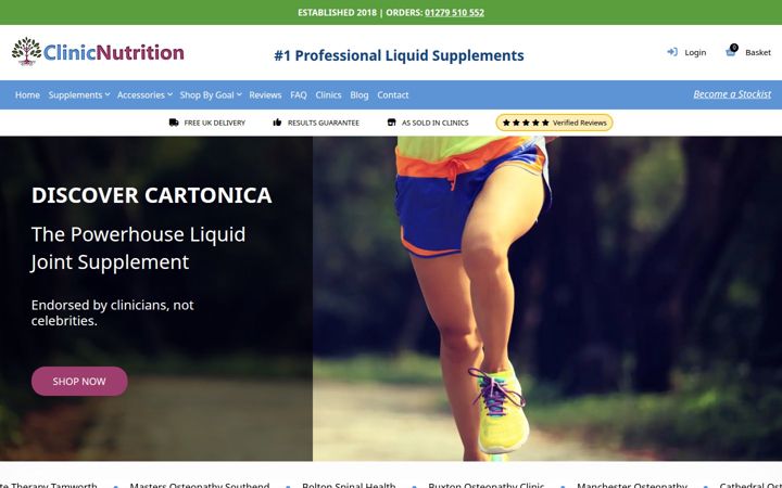 Screenshot of clinicnutrition.co.uk