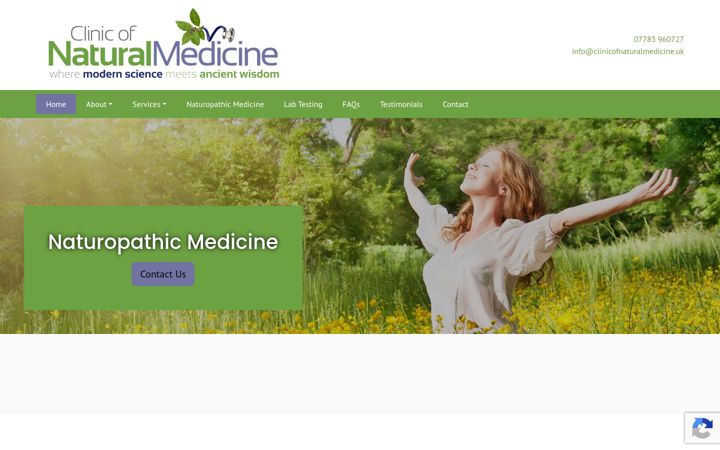 Zrzut ekranu clinicofnaturalmedicine.uk