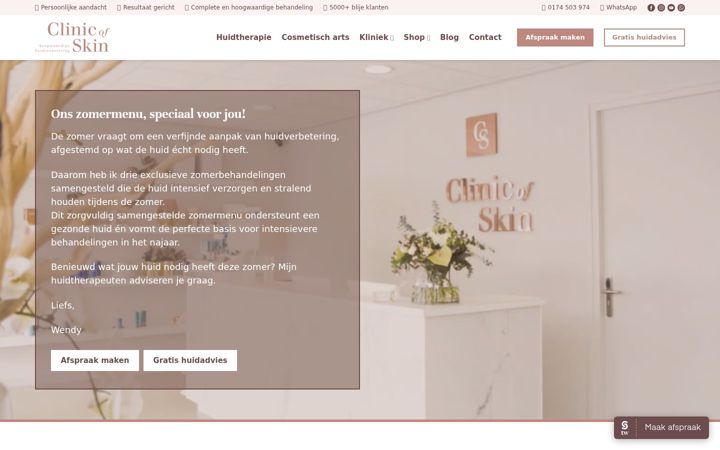Screenshot of clinicofskin.com