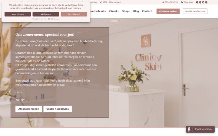 Snímek obrazovky clinicofskin.nl