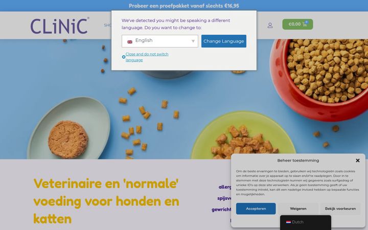 Screenshot of clinicpetfood.com