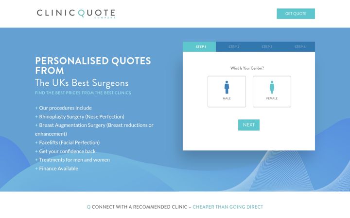 Zrzut ekranu clinicquote.co.uk
