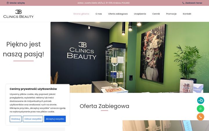 Екранна снимка на clinicsbeauty.pl