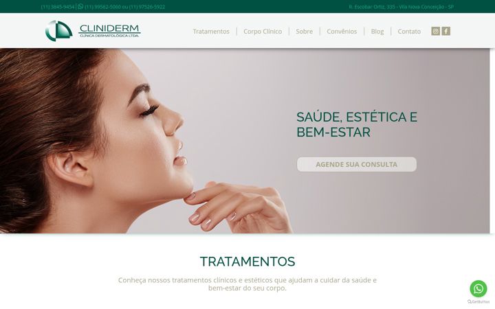 Posnetek zaslona cliniderm.com.br