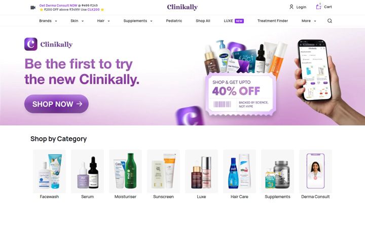 Screenshot of clinikally.com