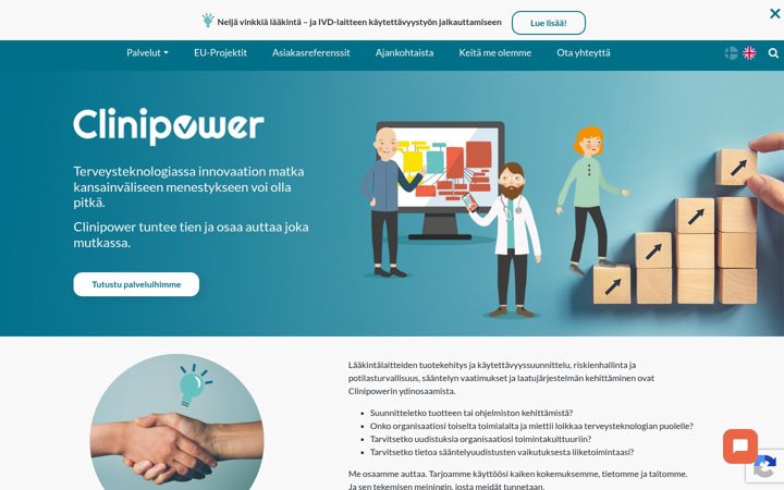 Screenshot von clinipower.fi