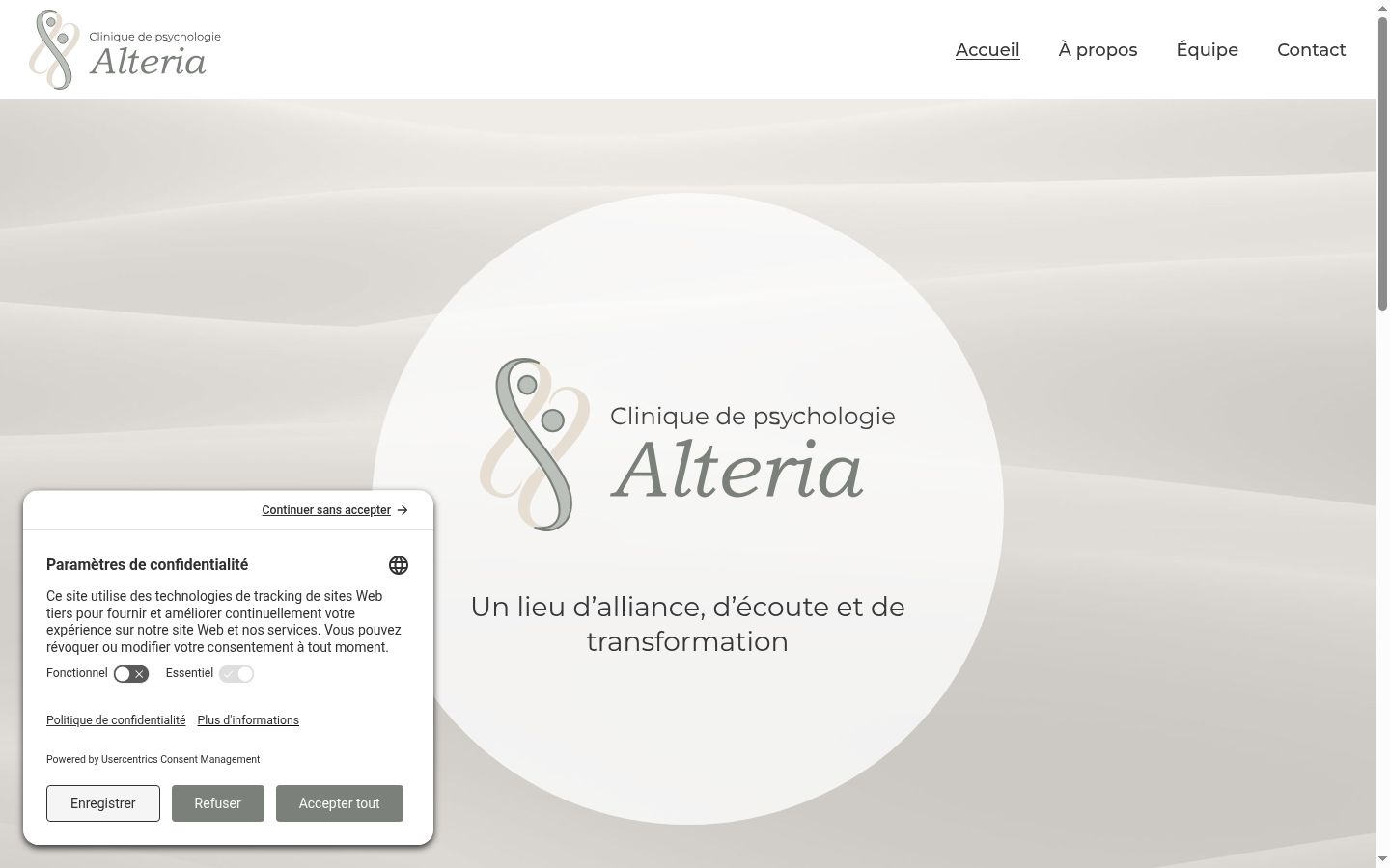 Captura de ecrã do banner de consentimento apresentado antes de qualquer interação