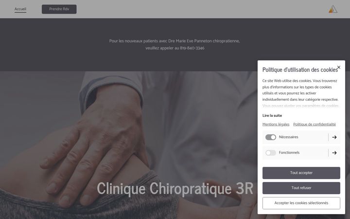 Screenshot of cliniquechiropratique3r.com