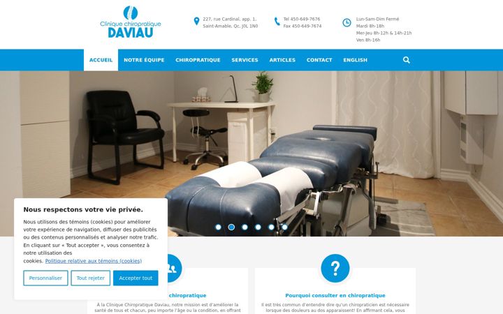 Screenshot of cliniquechiropratiquedaviau.com