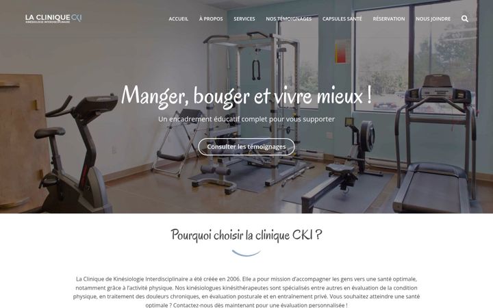 Captura de ecrã de cliniquecki.ca