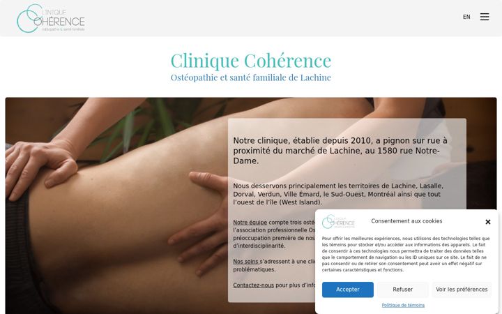 Screenshot of cliniquecoherence.com