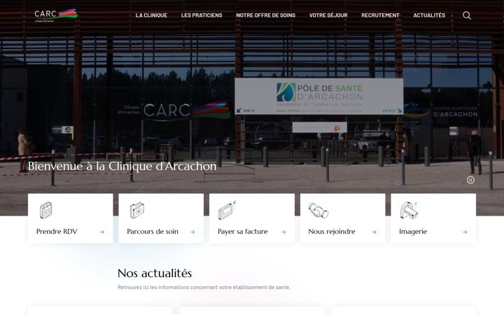 Screenshot stránky cliniquedarcachon.fr