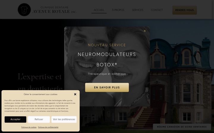 Screenshot of cliniquedentaireavenueroyale.com