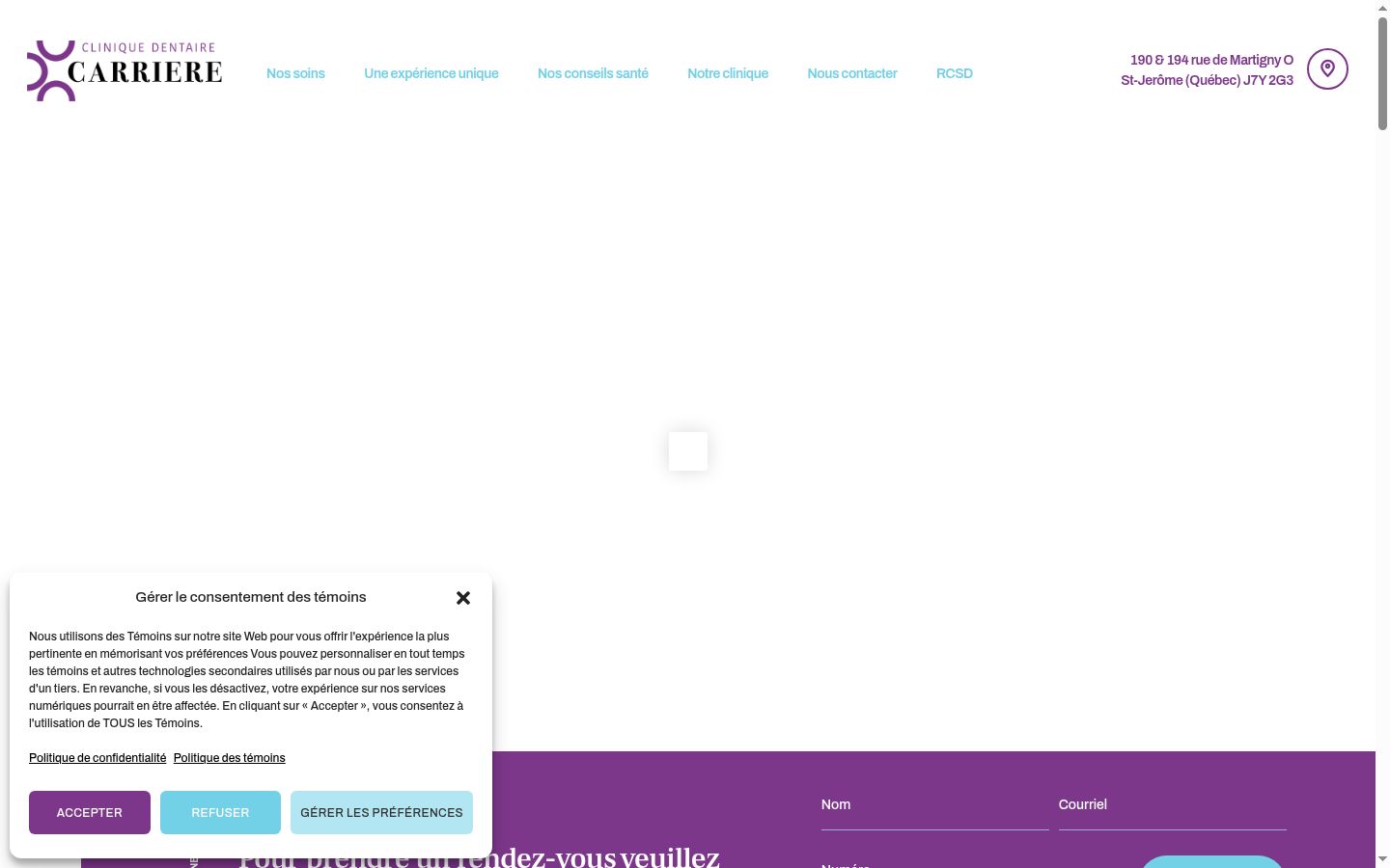 Captura de pantalla del banner de consentimiento mostrado antes de cualquier interacción
