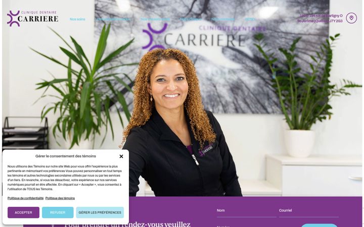 Captura de ecrã de cliniquedentairecarriere.ca