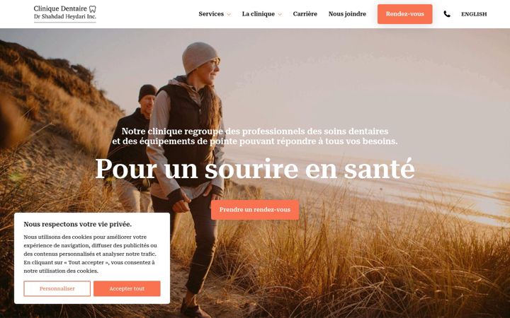 Captura de ecrã de cliniquedentaireheydari.ca