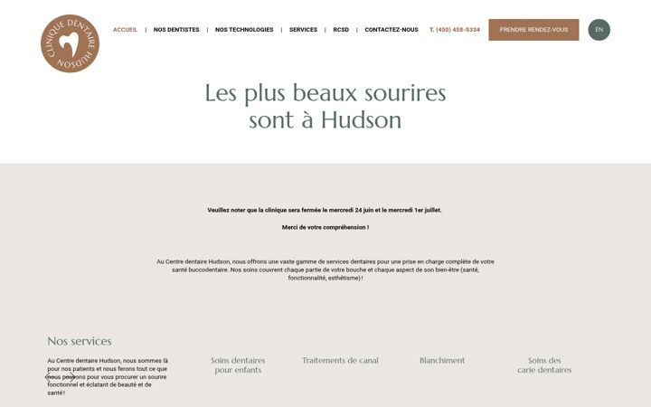 Screenshot of cliniquedentairehudson.com
