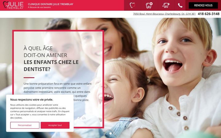 Screenshot of cliniquedentairejulietremblay.com