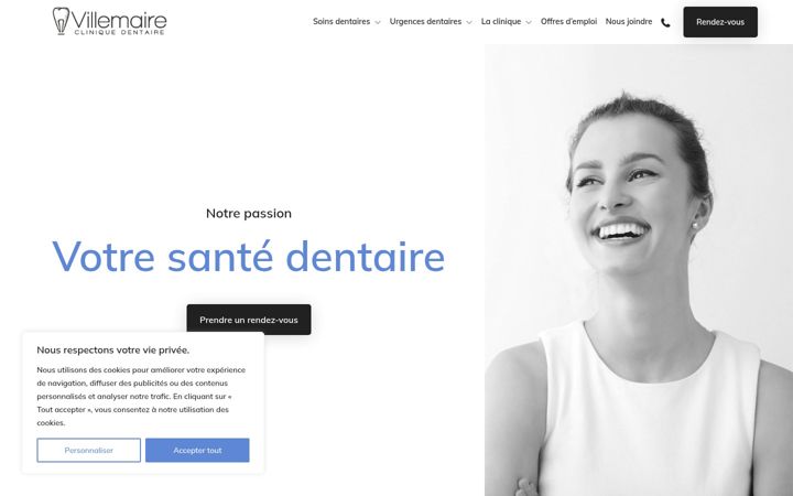 Screenshot of cliniquedentairelucvillemaire.com