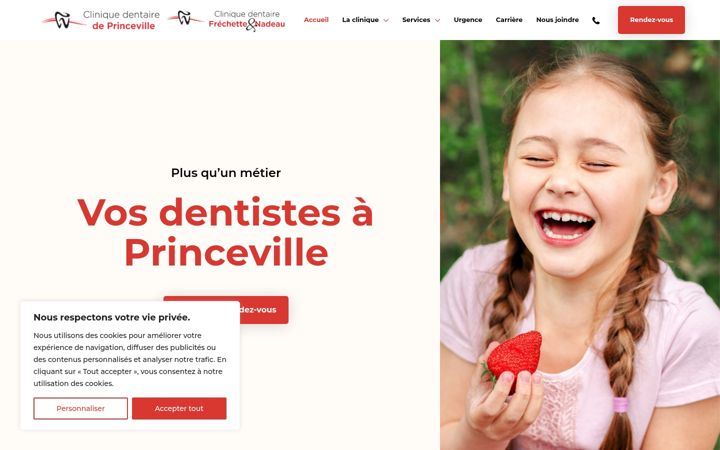 Captura de ecrã de cliniquedentaireprinceville.ca