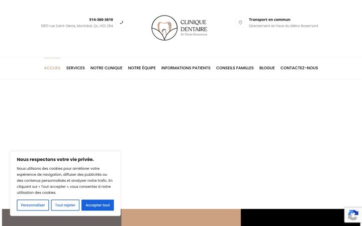 Skärmbild av cliniquedentairestdenisrosemont.ca
