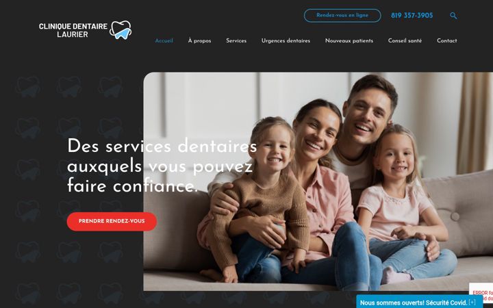Skärmbild av cliniquedentairevictoriaville.ca
