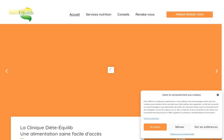 Skärmbild av cliniquediete-equilib.ca