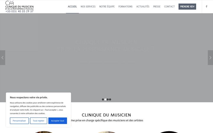 Screenshot of cliniquedumusicien.com