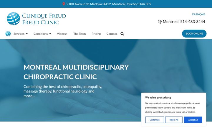 Skärmbild av cliniquefreud.ca