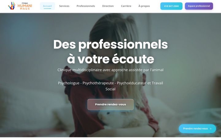 Screenshot of cliniquehumanimaux.com