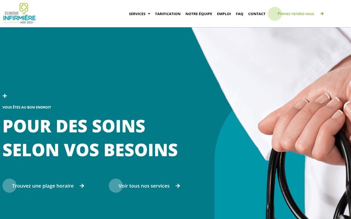 Skärmbild av cliniqueinfirmiere.ca