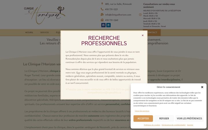 Screenshot of cliniquelhorizon.com