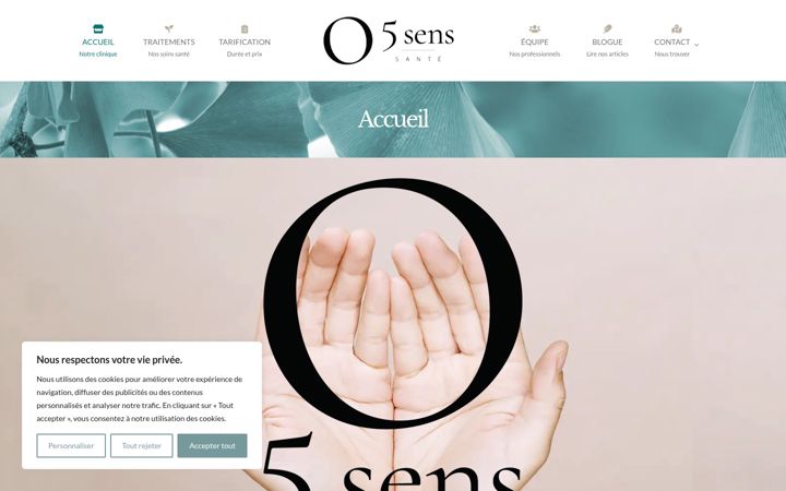 Skærmbillede af cliniqueo5sens.ca