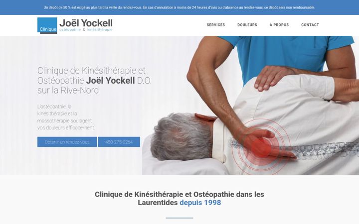 Skærmbillede af cliniqueosteopathiekinesitherapie.ca