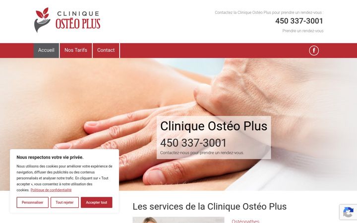 Screenshot of cliniqueosteoplus.com