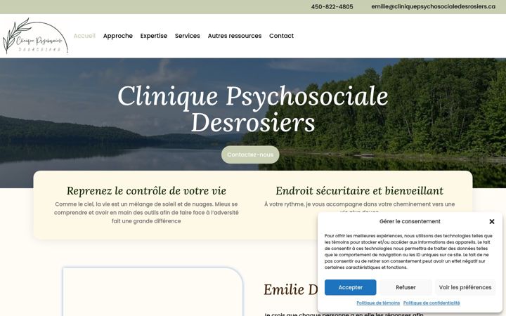 Skærmbillede af cliniquepsychosocialedesrosiers.ca