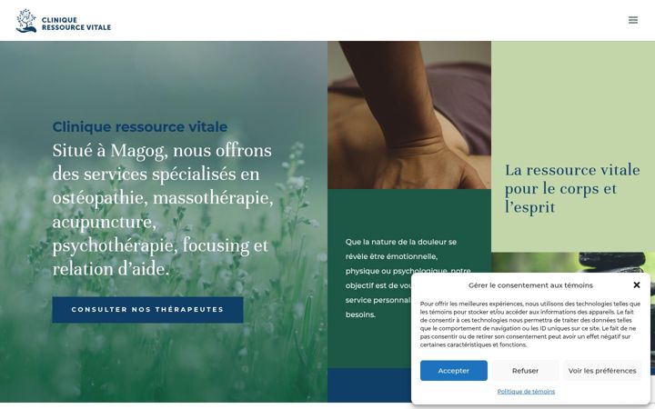 Screenshot of cliniqueressourcevitale.com