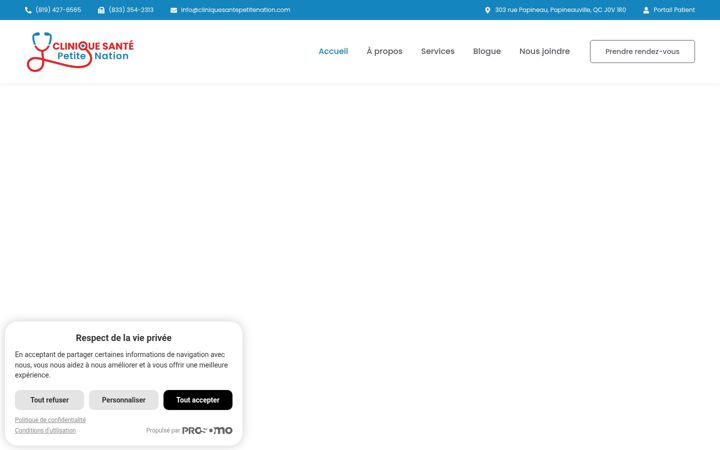 Screenshot of cliniquesantepetitenation.com