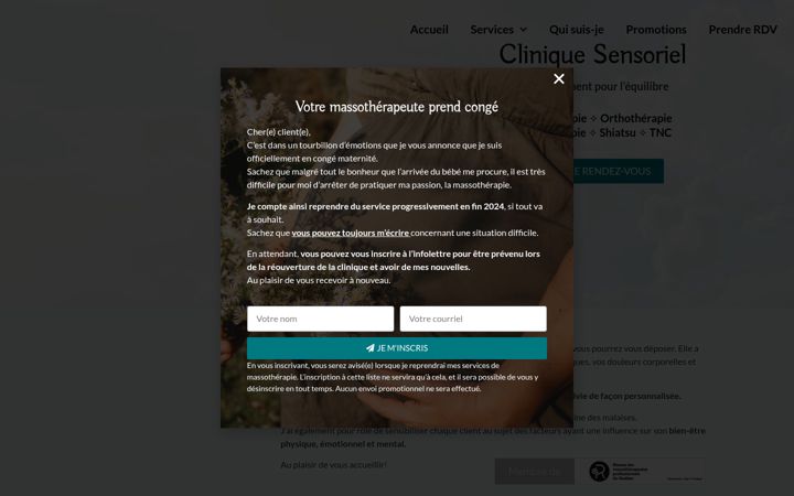 Screenshot of cliniquesensoriel.com