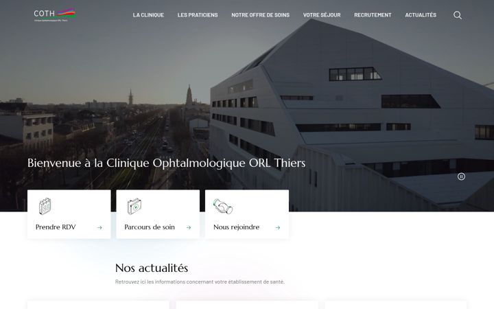 Screenshot stránky cliniquethiers.fr