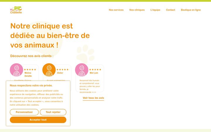 Screenshot of cliniqueveterinairedoullens.com