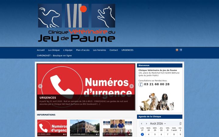 Screenshot di cliniqueveterinairedujeudepaume.fr