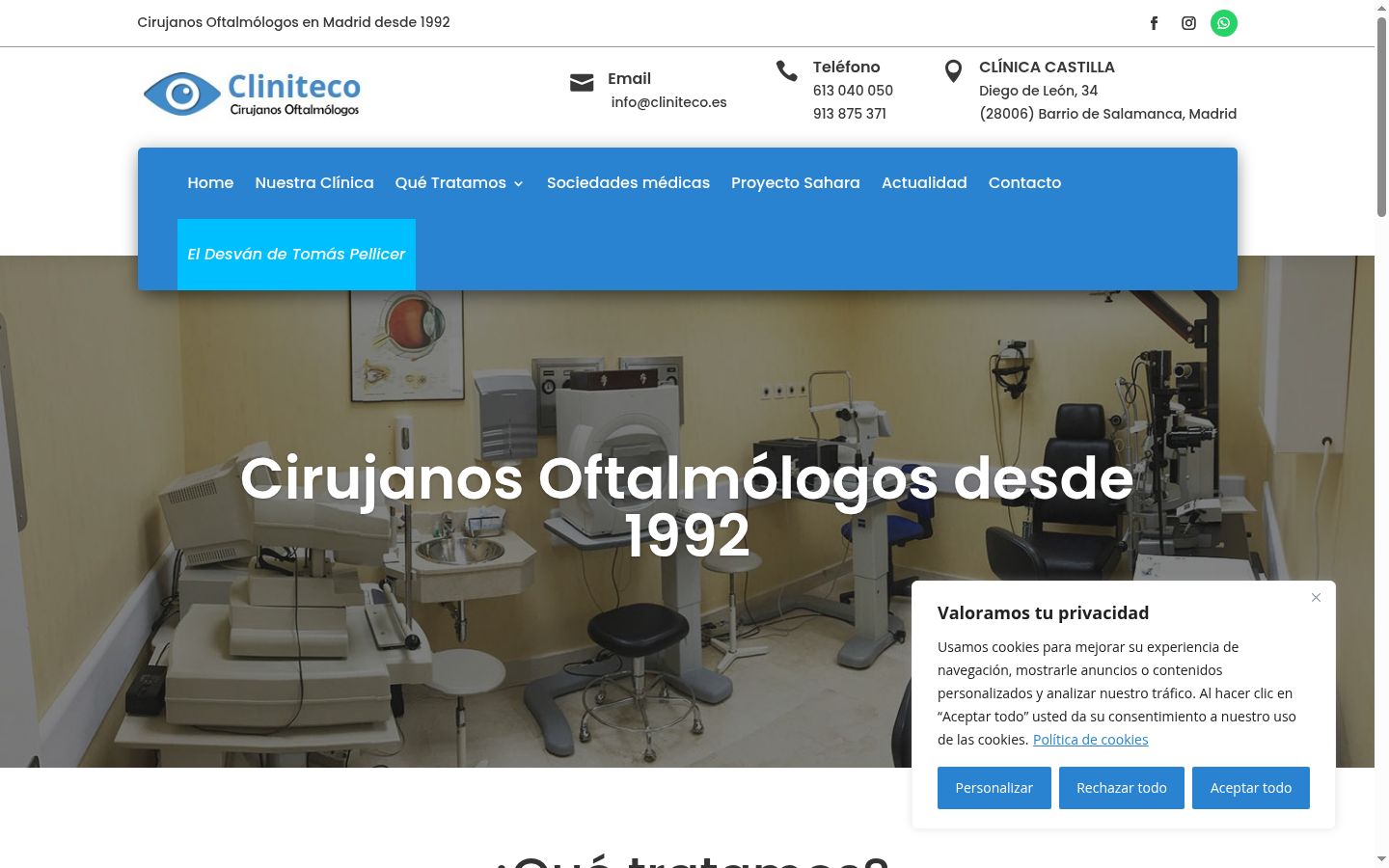 Captura de ecrã do banner de consentimento apresentado antes de qualquer interação