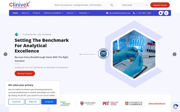 Screenshot of clinivex.com