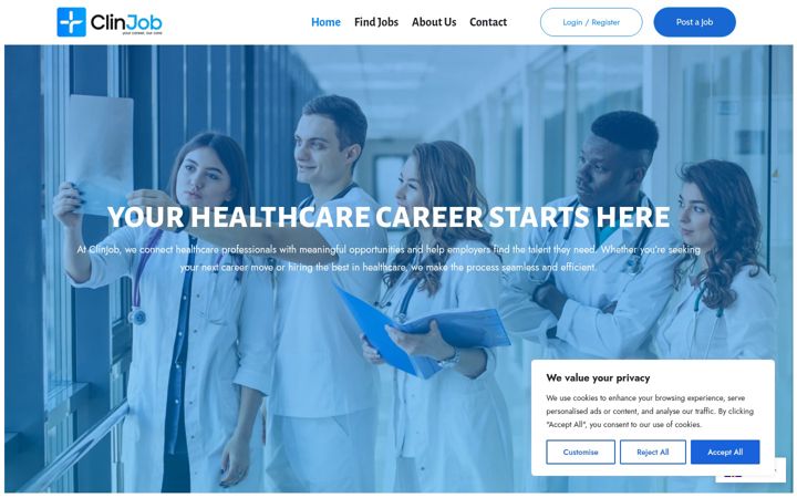 Screenshot of clinjob.com
