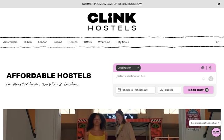 Screenshot of clinkhostels.com