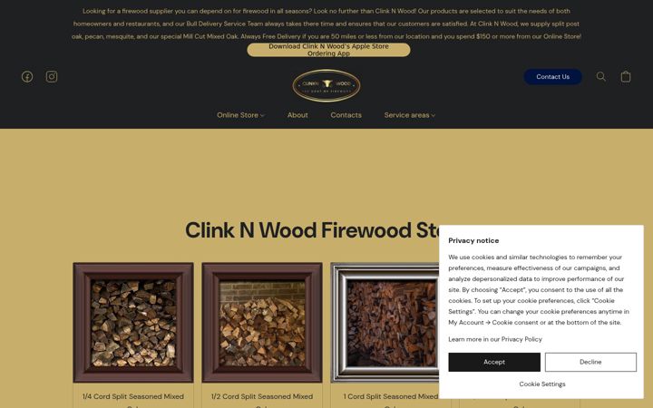 Screenshot of clinknwood.com