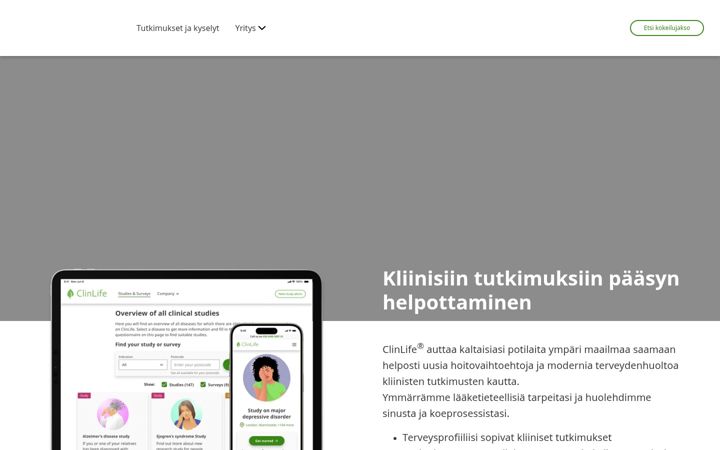Snímek obrazovky clinlife.fi