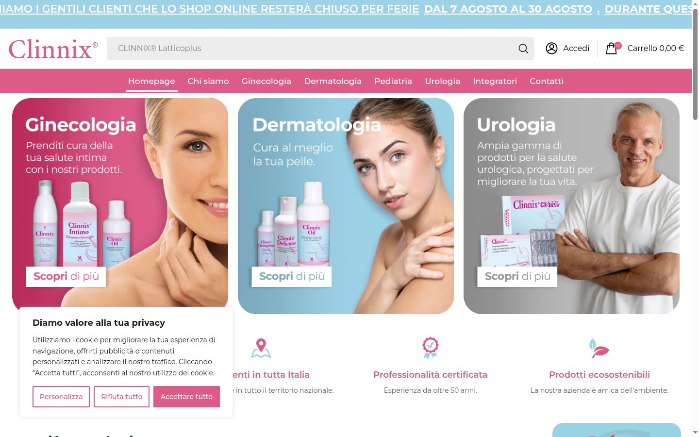 Captura de ecrã do banner de consentimento apresentado antes de qualquer interação