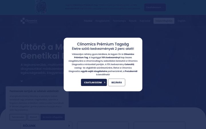 Screenshot του clinomicsdiag.hu